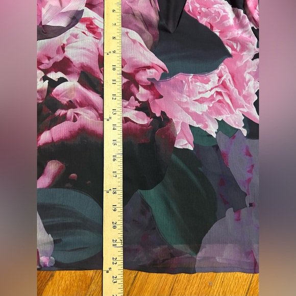 Express Whimsical Floral Print Sheer Balloon Sleeve Flutter Cuff Top Small - Picture 8 of 10